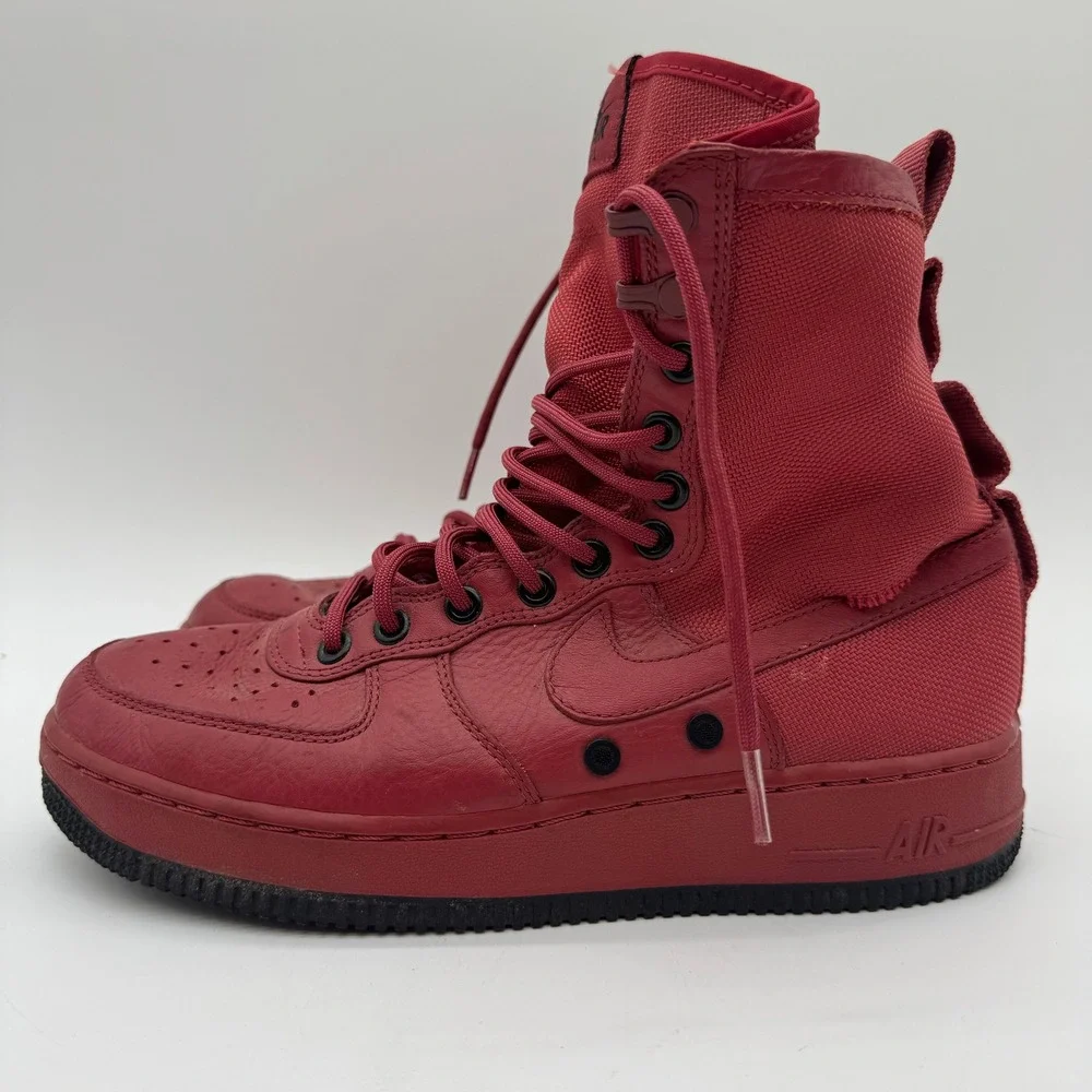 Nike SF Air Force 1 High Womens US 9 Cedar Red Black Sneakers Missing Straps